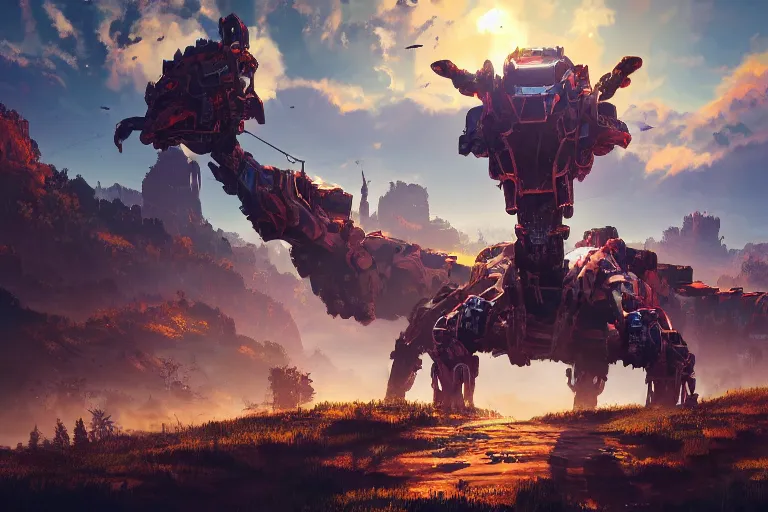 Image similar to tideripper machine mecanical creature robot of horizon forbidden west horizon zero dawn bioluminiscence global illumination ray tracing hdr fanart arstation by ian pesty and alena aenami artworks in 4 k