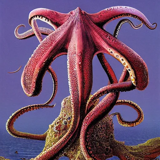 Prompt: portrait of an octopus in a scenic environment by wayne barlowe