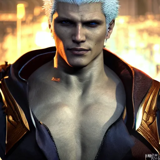 Vergil from devil may cry 5 in an anime art style