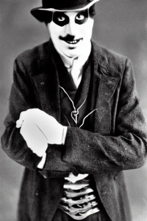 Prompt: portrait of charles chaplin as batman