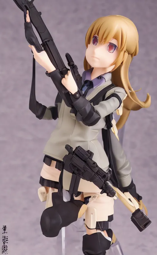 Image similar to toy design, school uniform, portrait of the action figure of a girl, girls frontline style, anime figma figure, studio photo, flight squadron insignia, realistic military gear, 70mm lens, round elements, photo taken by professional photographer, by shibafu, trending on facebook, symbology, anime character anatomy 4k resolution, matte, empty hands, realistic military carrier, forest