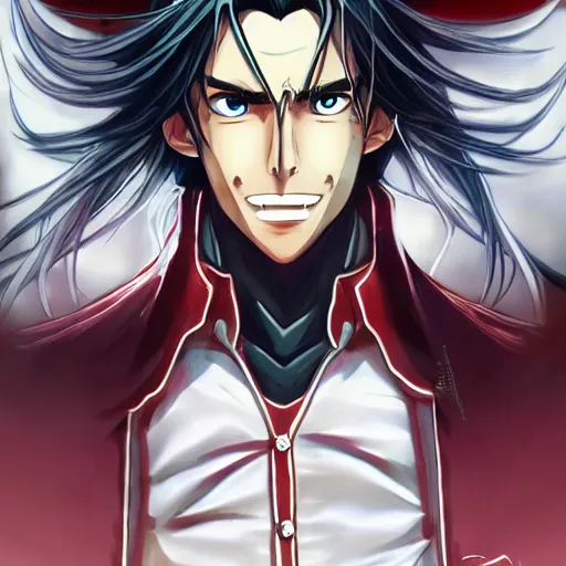 Image similar to portrait of alucard as a dna surgeon, anime fantasy illustration by tomoyuki yamasaki, kyoto studio, madhouse, ufotable, trending on artstation