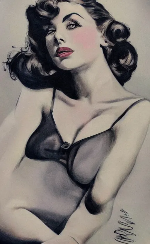 Image similar to beautiful pin up art of Sarah Chalk, tasteful, beautiful composition