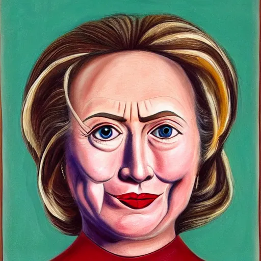 Prompt: very detailed portrait of 1 9 9 0 s hillary clinton, painted by francesco clemente, from the guggenheim