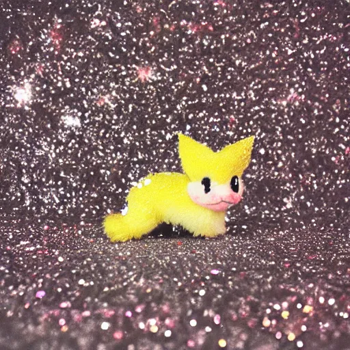 Image similar to a pichu made out of glitter and stardust, ultra detailed, cinestill 8 0 0