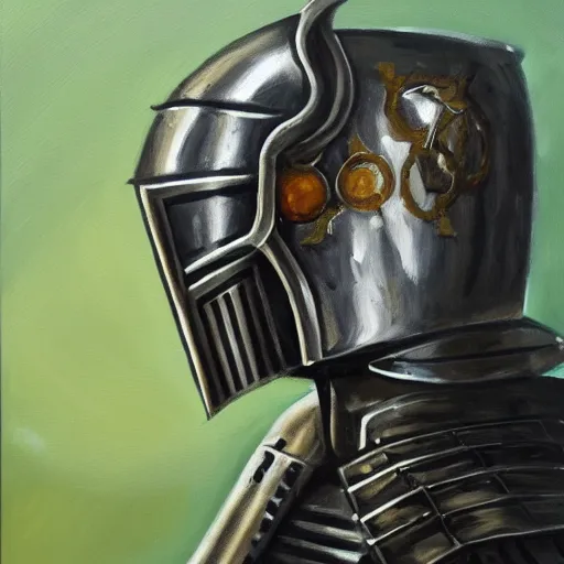 Prompt: a full armored knight praising a cannabis leaf. oil painting. 4 k.