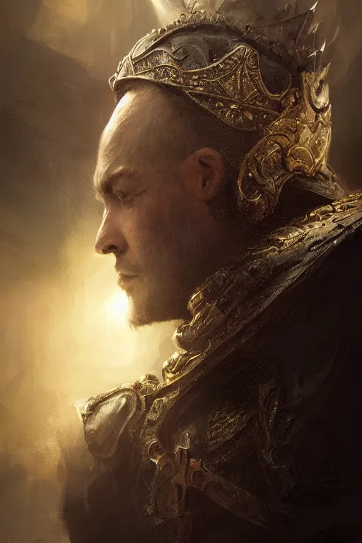 Image similar to King Arthur, close-up portrait, powerfull, intricate, elegant, volumetric lighting, scenery, digital painting, highly detailed, artstation, sharp focus, illustration, concept art, ruan jia, steve mccurry