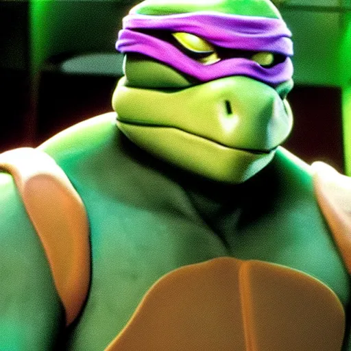 Image similar to film still of michelangelo ( tmnt ) failing his drivers test