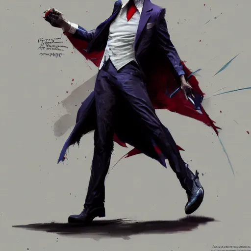 Image similar to joker sketch, full body, dynamic pose, painted by greg rutkowski