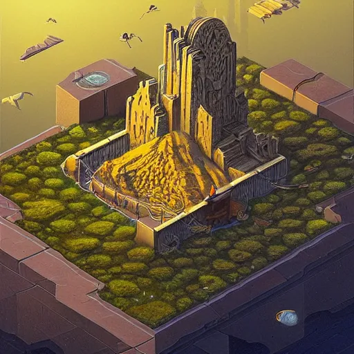 Image similar to impressive isometric world by michael whelan. beautiful high quality render.