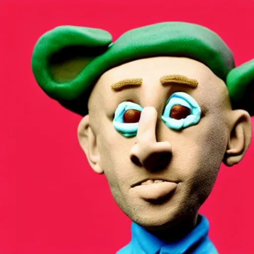 Image similar to mac miller, made of clay, as a claymation character