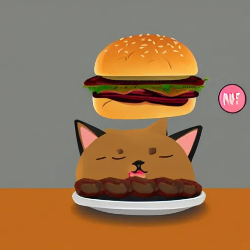 Prompt: cute fat cat eating a burger, digital art,concept art,no noise