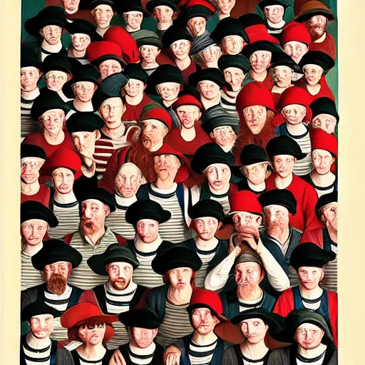 Image similar to where's wally? by caravaggio and martin handford