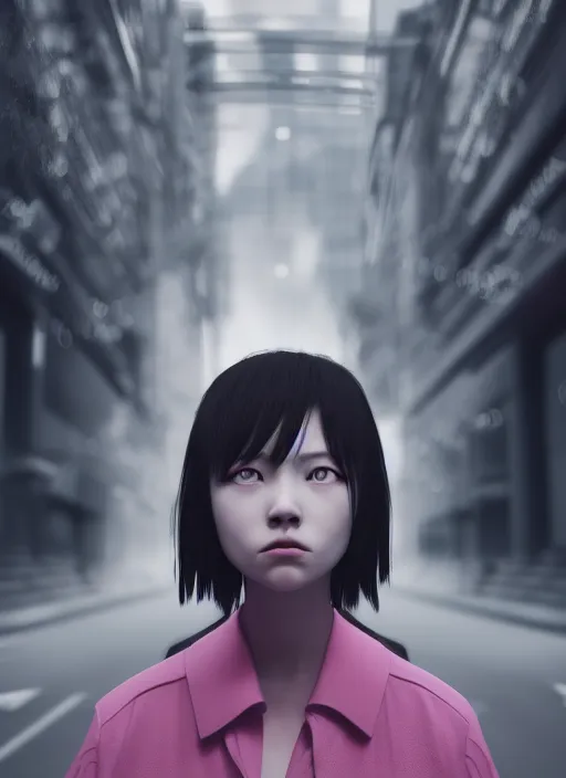 Prompt: portrait of demonic girl with no head, middle of the crowded tokyo street, photorealistic, canon r 3, symmetry, octane render, unreal engine, dramatic lights