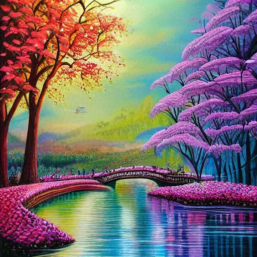 Image similar to Beautiful city of the future in harmony with nature. Beautiful detailed painting by Lurid. (2022)