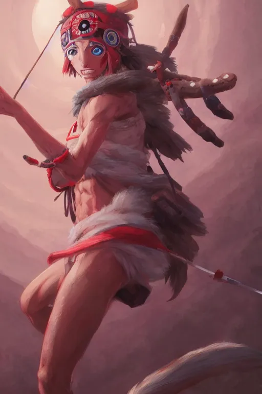 Image similar to mononoke hime, accurate anatomy, only two hands, highly detailed, digital painting, artstation, concept art, smooth, sharp focus, illustration, unreal engine 5, 8 k, art by artgerm and greg rutkowski and edgar maxence