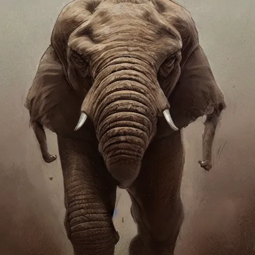 Image similar to a commission of a muscular athropomorphic elephant,digital art,art by greg rutkowski,charles bowater,ross tran,hyperdetailed,detailed face,photorealistic,professional lightimg,dramatic,cool,award winning,2022,victorian