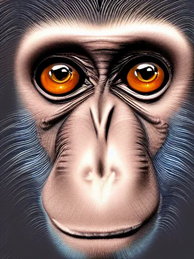 Prompt: monkey, digital painting, brush, highly detailed