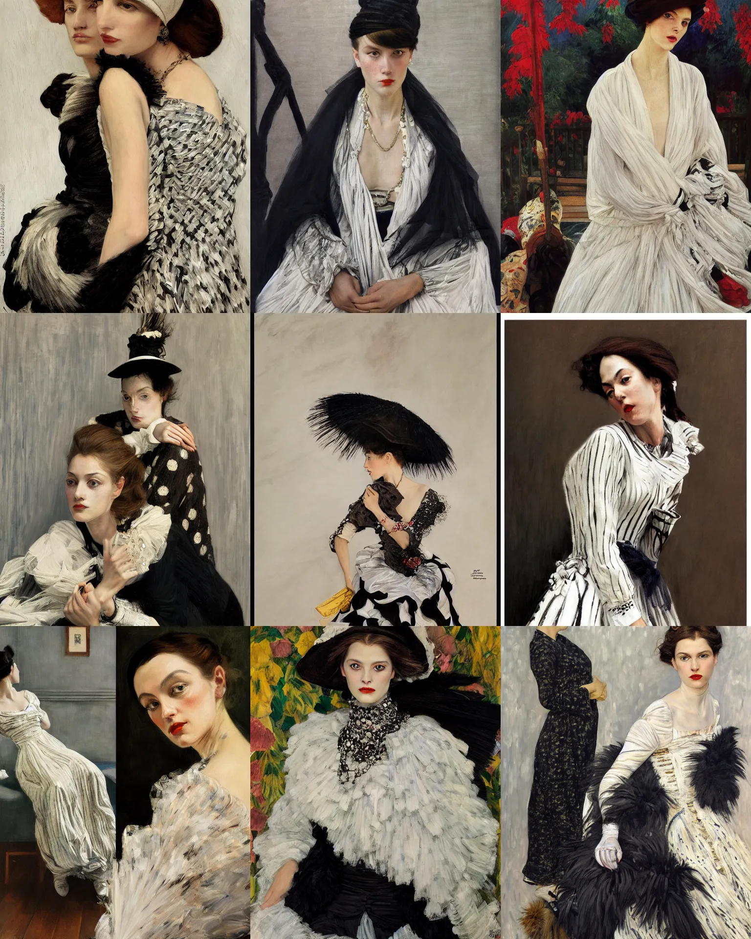 Prompt: a highly - detailed painting by james tissot and vogue magazine and zinaida serebriakova and edward hopper and annie leibovitz of a modern!!! 2 0 1 0 s vogue fashion photography portrait, white background.