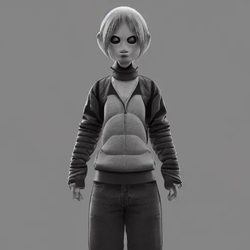 Prompt: rpg character concept art, world champion fingerboarder, in the style of jamie hewlett hiroya oku riyoko ikeda, 3 d render, artstation trending, 8 k, octane render, photorealistic, sharp detail, manga, black and white