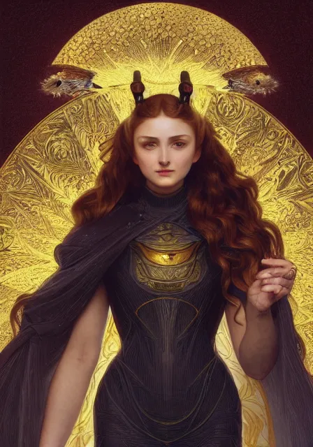 Image similar to sansa bee bee bee bee bee bee bee bee gold, intricate, elegant, highly detailed, digital painting, artstation, concept art, smooth, sharp focus, illustration, art by artgerm and greg rutkowski and alphonse mucha and william - adolphe bouguereau