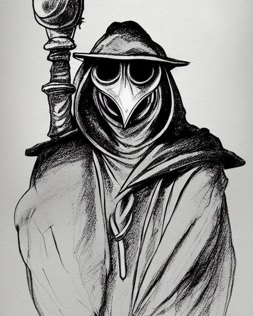 Image similar to a plague Doctor, concept art, ambient lifting, trending on artstation, deviantart, pen and ink