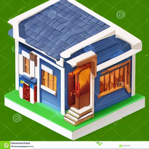 Prompt: cute isometric house