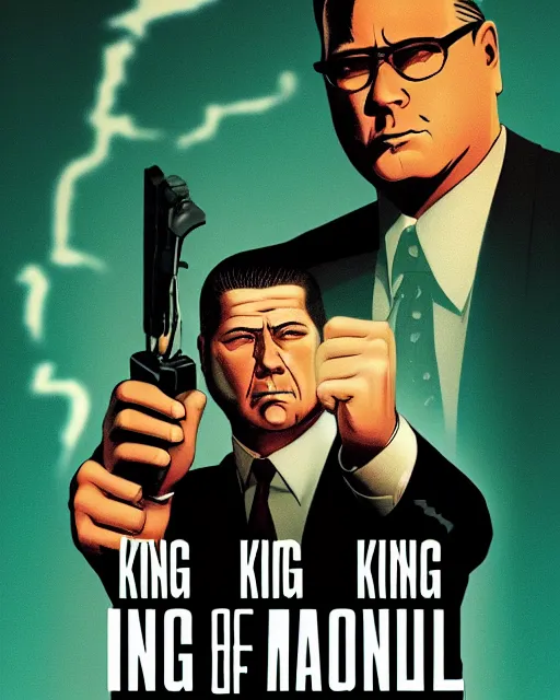 Prompt: a promotional poster for a mafia king of the hill movie, poster design, king of the hill, dramatic, dramatic lighting, pulp style poster