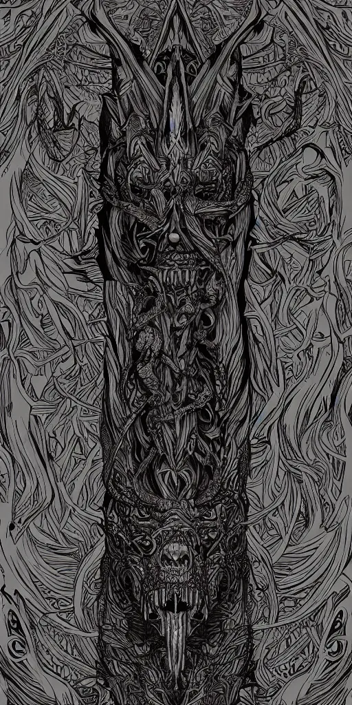 Image similar to A totem with a skull and an wolf, lovecraft, ink on paper, coherent, symmetrical, intricate, high detail, digital painting, octane render, 4k, trending on artstation