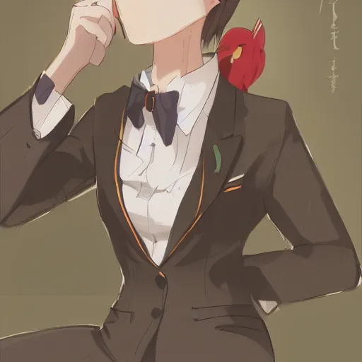 Image similar to a duck wearing a business suit, illustration concept art anime key visual trending pixiv fanbox by wlop and greg rutkowski and makoto shinkai and studio ghibli and kyoto animation symmetrical facial features