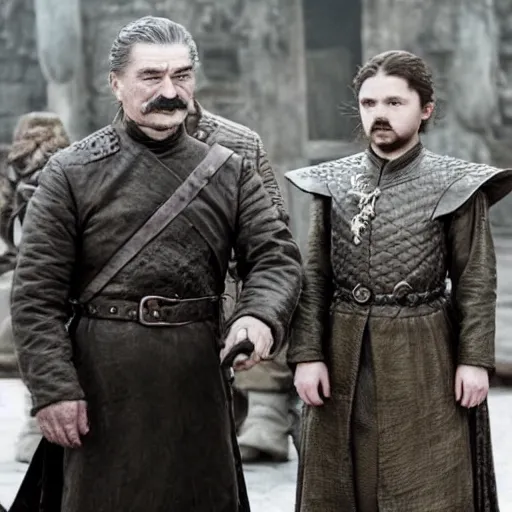 Image similar to Photo of Joseph Stalin friendship with dragon from Game of Thrones ,