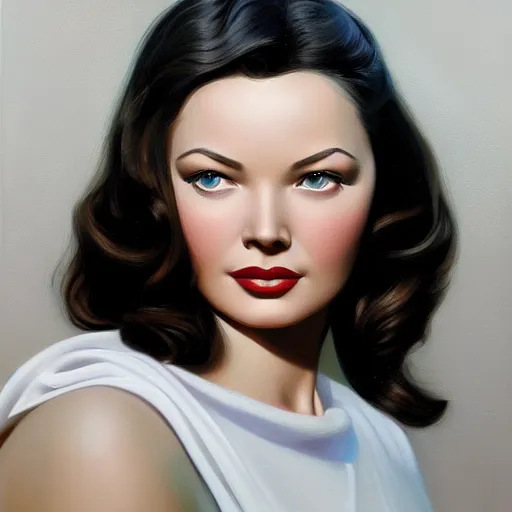 Prompt: young beautiful Gene Tierney color studio publicity photo , tight face shot portrait, highly detailed, painting, artstation, concept art, illustration, art , by graydon parrish