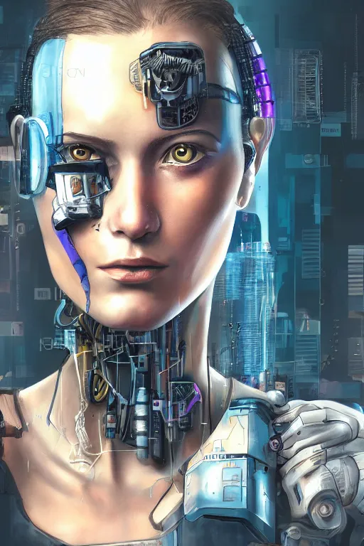 Image similar to a close - up portrait of a cyberpunk cyborg girl, by antonis mor, rule of thirds