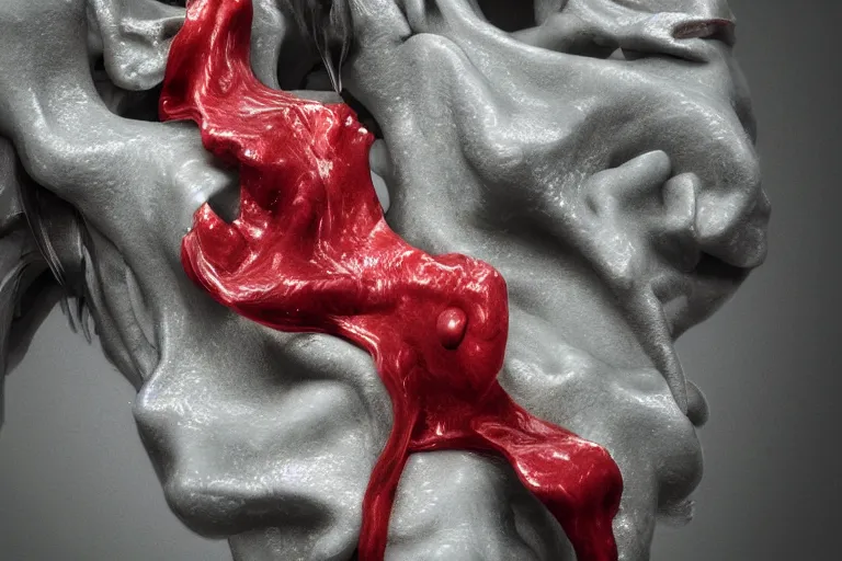 Image similar to Painful pleasures by Lynda Benglis, scary, octane render, 4k, 8k