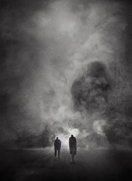Image similar to The last selfie on earth, hyper realism, devastation, fear, sadness, tears, ominous background, smoke, fire storm, by Lee Jeffries