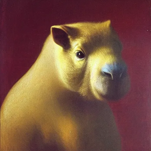 Gentleman Capybara Portrait Painting Vivid Colours Stable