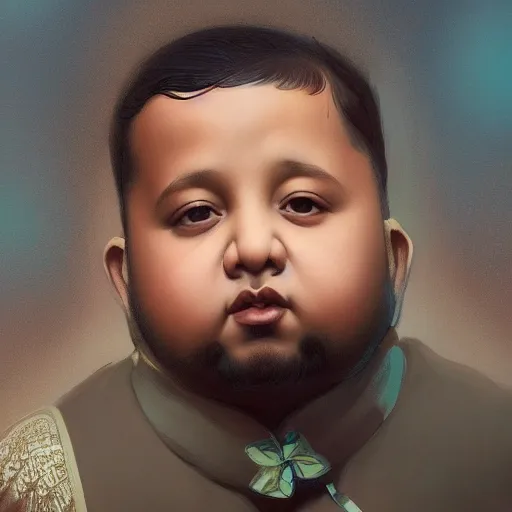 Image similar to symmetry portrait of chubby baby dj khaled, elegant, highly detailed, digital painting, artstation, concept art, smooth, sharp focus, illustration, art by artgerm and greg rutkowski and alphonse mucha