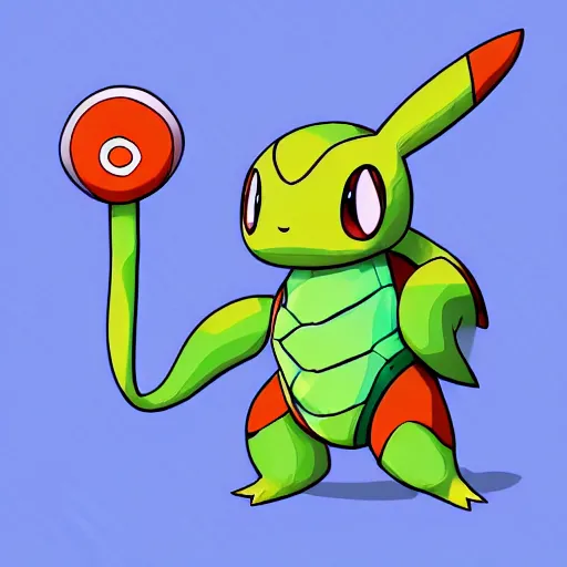 Prompt: illustration of an new pokemon inspired by an turtle and an monkey, in pokemon artstyle