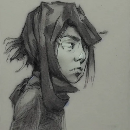 Prompt: a sad mother during the great depression, hard sketch by yoji shinkawa