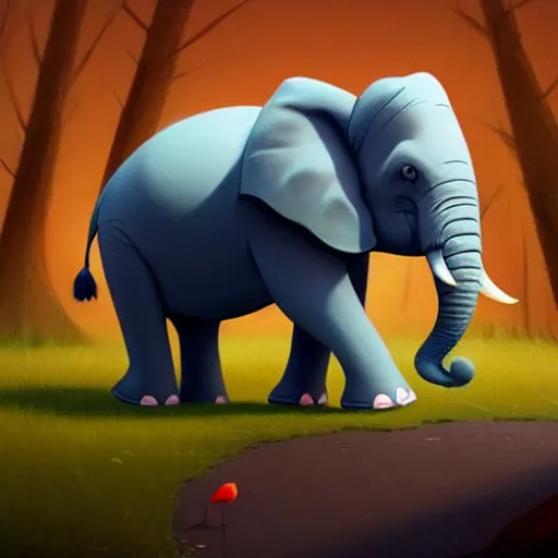 Prompt: goro fujita ilustration a cute elephant walking in the forest, painting by goro fujita, sharp focus, highly detailed, artstation