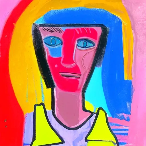 Prompt: brightly coloured neo expressionism portrait