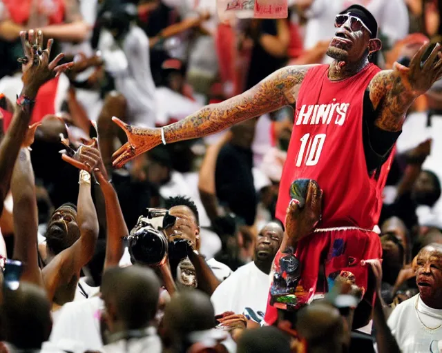 Prompt: 10,100 god's worshipping dennis rodman the pimnp