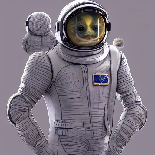 Image similar to !dream a pufferfish in a astronaut suit, 3d, sci-fi fantasy, intricate, elegant, highly detailed, lifelike, photorealistic, digital painting, artstation, illustration, concept art, sharp focus, art in the style of Shigenori Soejima