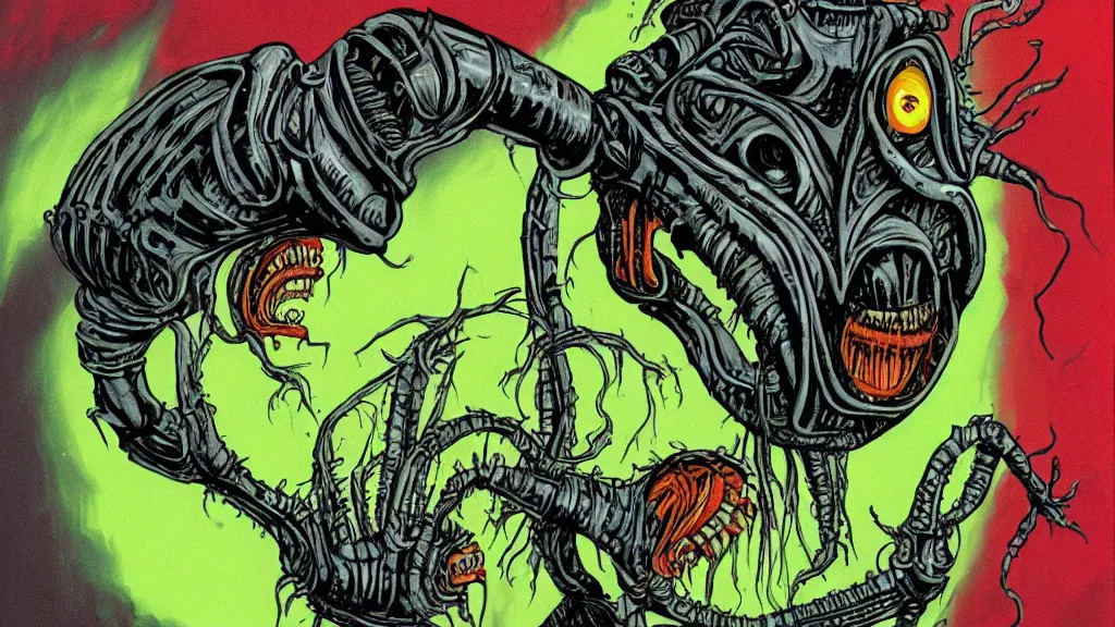 Image similar to Alien punk menacing face by ralph bakshi