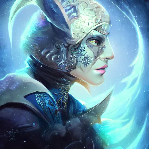 Image similar to Very very very very highly detailed mystic, enigmatic, strange portrait of a phantom warrior with galaxy, roses, shark's teeth by Mozart, intricate, extremely detailed, digital painting, artstation, concept art, smooth, sharp focus, illustration, intimidating lighting, incredible art,