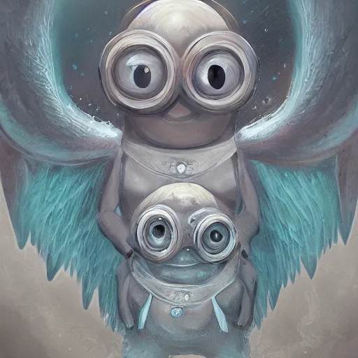 Image similar to Minion with many many many eyes, many wings, Digital Illustration, many eyes, deviantart, eyes, trending on artstation, so many eyes, Angelarium, EYES, 4k