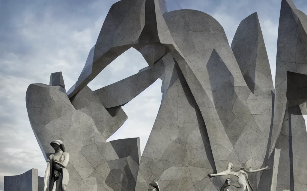 Prompt: a techno - spiritual utopian monument war memorial, perfect future, award winning art