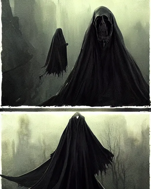 Image similar to photo. the movie is still the same. the dementor. life and death. dark colors. threatening. the stalker. frightening. trending on artstation. award - winning. artgem. greg rutkowski. beksinsky. extremely detailed. 4 thousand.