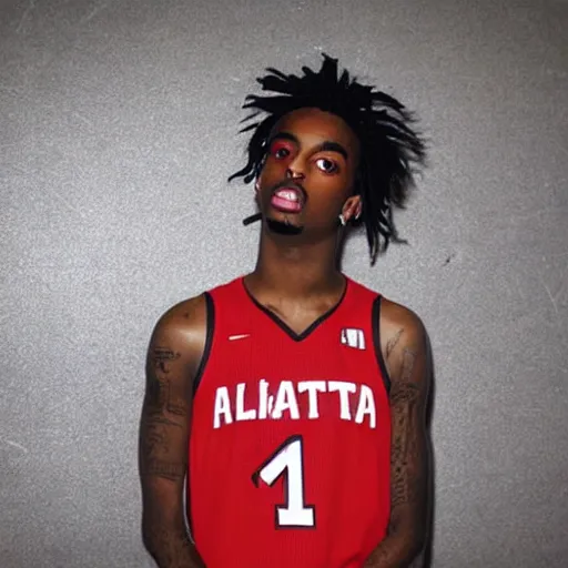 Prompt: playboi carti playing for the atlanta hawks