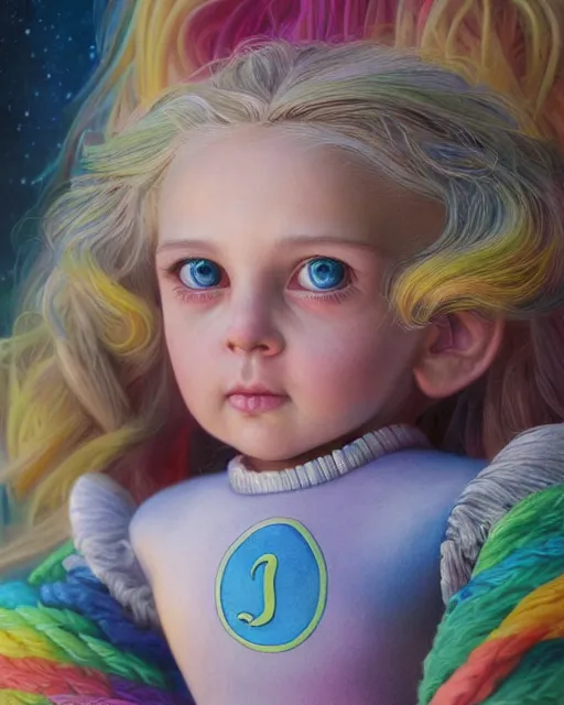 Image similar to rainbow brite portrait | highly detailed | very intricate | symmetrical | whimsical and magical | soft cinematic lighting | award - winning | closeup portrait | cute doll | painted by donato giancola and mandy jurgens and charlie bowater | pastel color palette | featured on artstation